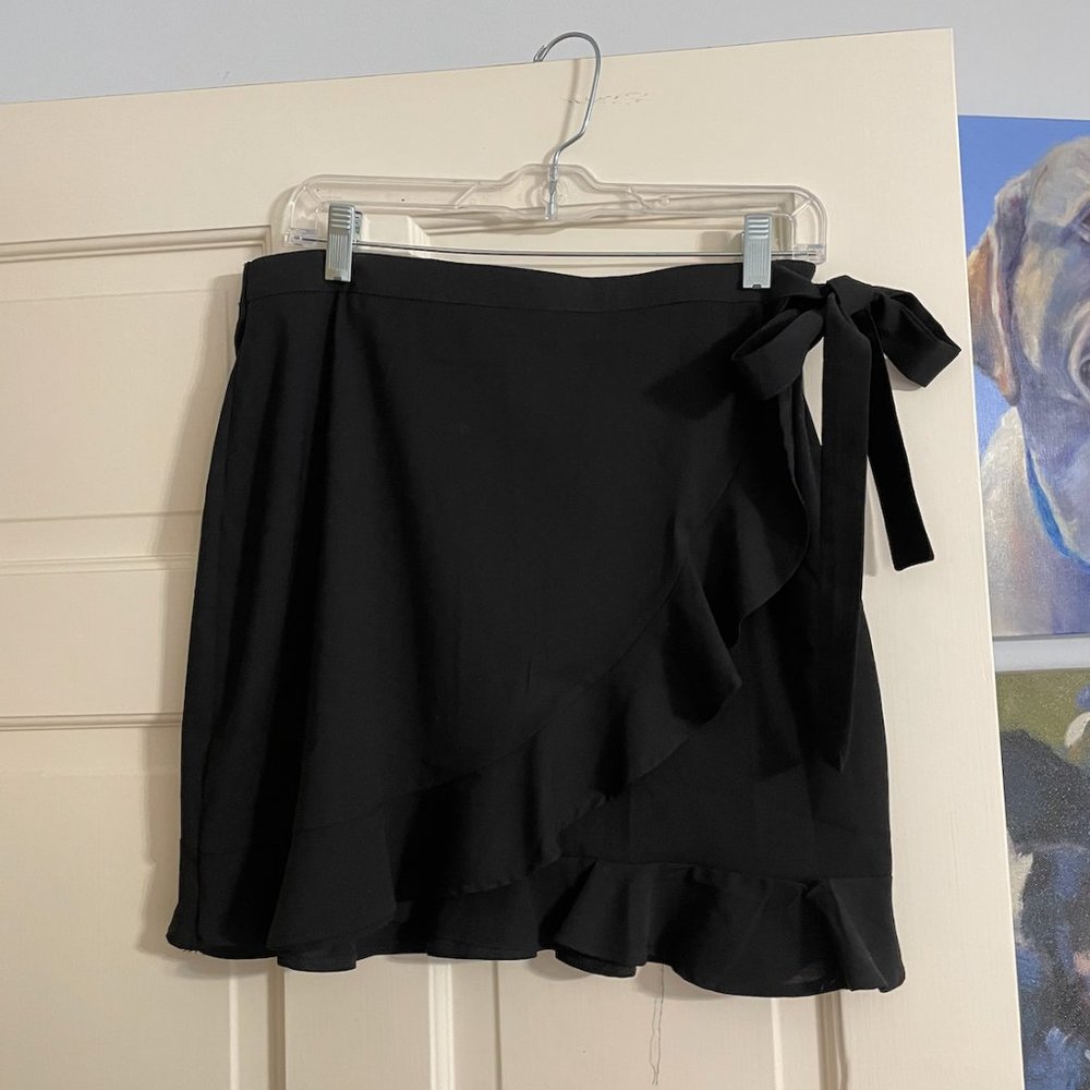 Nasty Gal Black Ruffle Wrap Skirt